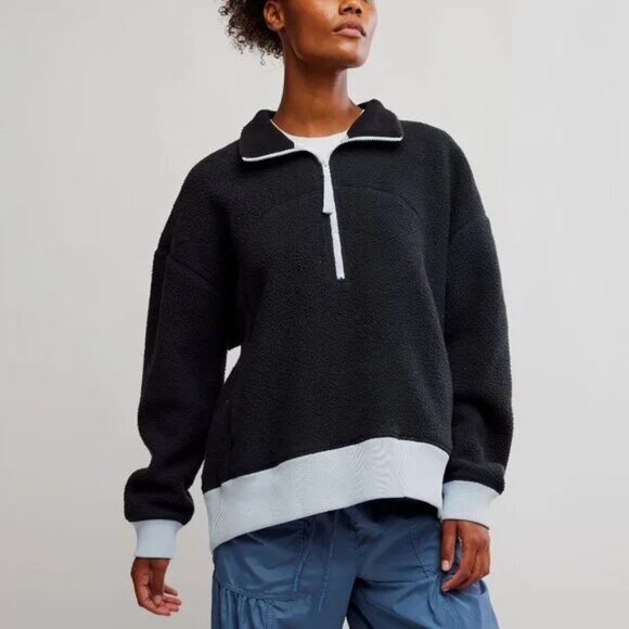 Free People Movement Hit The Slopes Quarter Zip Fleece Pullover NWT - Picture 1 of 10